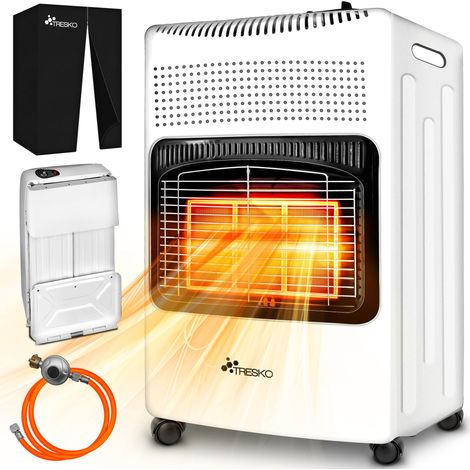 TRESKO Stufa a gas da 4200 Watt bianca con regolatore di pressione del gas, tubo del gas e coperchio Forno a gas, stufa a gas in ceramica con 3 impostazioni Stufa a gas a infrarossi per bombole di g (1/5)
