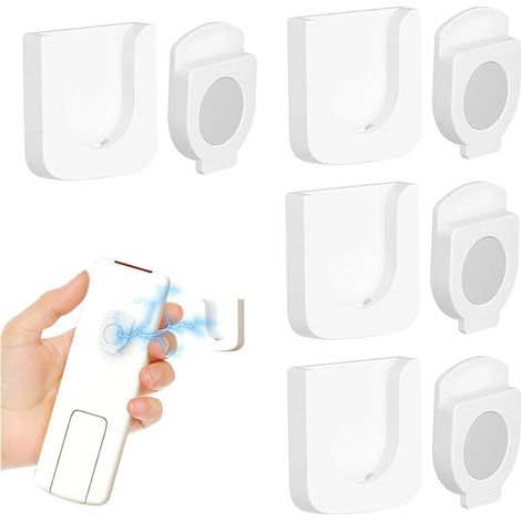 Longziming – Lot de 4 supports magnétiques puissants pour télécommandes – Organisateur mural sans perforation – Fixation adhésive – Installation facile (1/5)