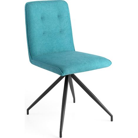 MOMMA HOME Set de 2 sillas de Comedor Azul, Acabado en telal de Tacto Suave, Estructura Metal en Color Negro - Modelo RALCO - (1/5)