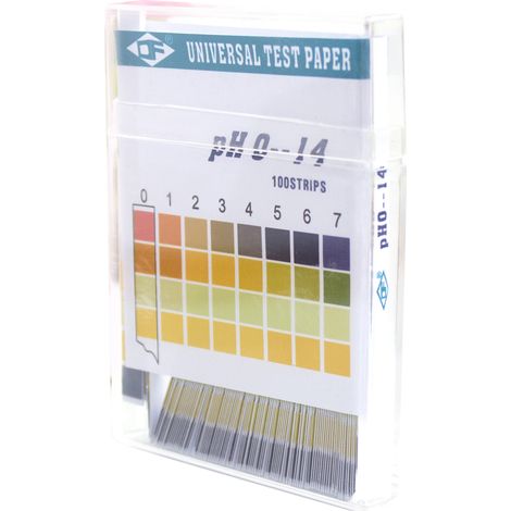 100 bandelettes de test pH (0-14) pour une mesure acido-basique précise et rapide.
