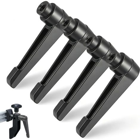Levier de Serrage Poignées Réglables 4pcs Acier Inoxydable M8 pour Machines à Outils, Appareils de Soudage, Impression Noir (1/5)