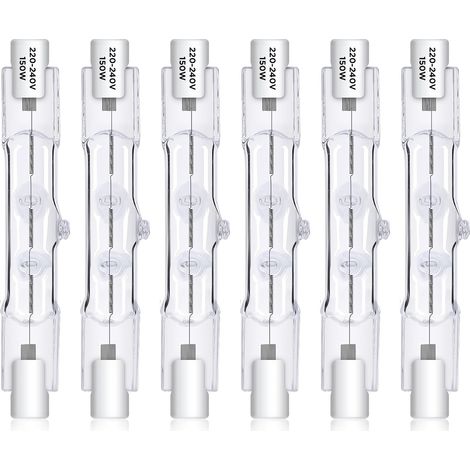 Ampoule Halogène R7S 78mm - Lot de 6 - 150W 230V - Dimmable 2800K - Pour Lampadaire et Extérieur (1/5)