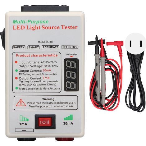 Testeur de rétroéclairage LED à courant haut/bas, démarrage progressif sécurisé, outil de test de perles LED avec interrupteur CA 85-265V, prise américaine (1/5)
