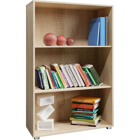 CASARIA® Kommode mit 2 Türen Holz Modern höhenverstellbarer Einlegeboden Schlafzimmer Büro Flur Mehrzweckschrank Aktenschrank Schrank  3 Fächer Eiche