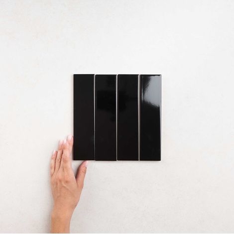 Faience Effet Zellige COSTA NOVA 5x20 cm Black Gloss (1/3)