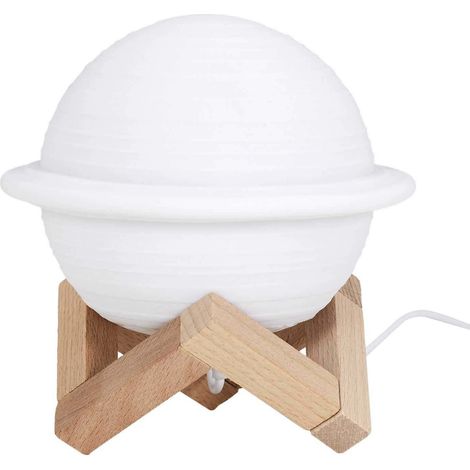 Lampe ronde avec support en bois Saturne (1/4)