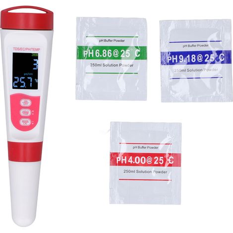 Testeur de qualité d'eau précis 4-en-1 pH EC TDS Température, conception modulaire, appareil de mesure multifonction pour analyse de l'eau (1/5)