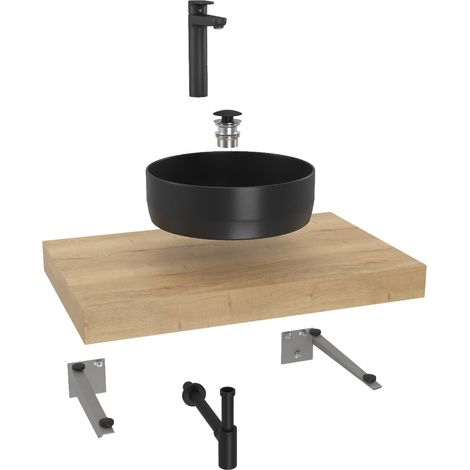Naturel Hansgrohe Badezimmerset mit Dolce 80x8x50 cm Halifax-Eiche KSETDO10