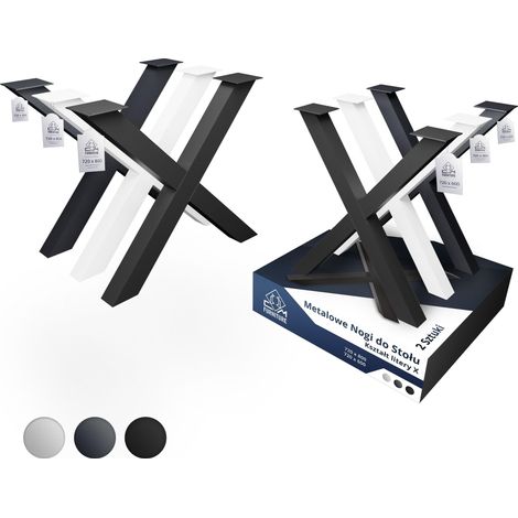 CM Furniture - Set di 2 gambe per tavolo in metallo antracite, altezza 72 cm, larghezza 80 cm. Base del tavolo in acciaio a forma di X, facile da montare. Ideale per panca, sala da pranzo, tavolino da (1/5)