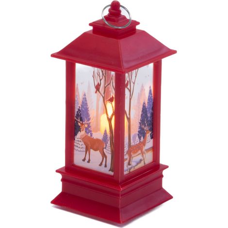 LED-Laterne aus Metall mit weihnachtlichem Motiv