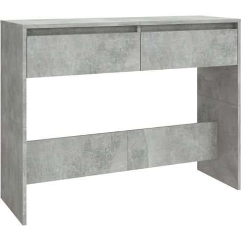 Table console d'entrée fonctionnel et stylé avec tiroirs 100 x 35 x 76,5 cm bois d'ingénierie couleur gris béton DEC032011
