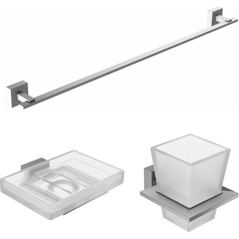JACOB DELAFON Juego de jabonera moderno, portavasos moderno con cristal y toallero moderno