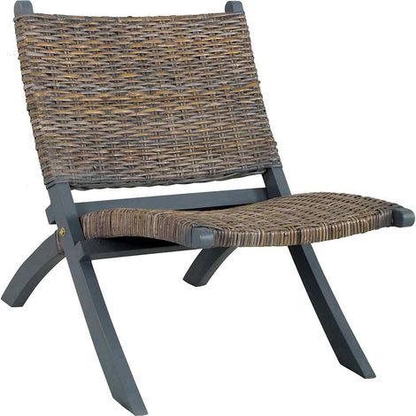 Maison Exclusive - Relaxstuhl Grau Natur Kubu-Rattan und Massivho