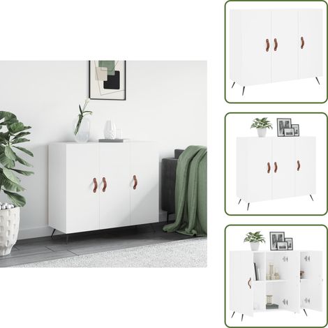 Sideboard Weiß 90x34x80 cm Holzwerkstoff - Schreibtisch - Wohnzimmermöbel - Sideboard - Regal - Aufbewahrung