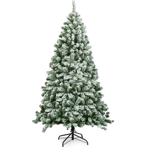 COSTWAY Árbol de Navidad Artificial de 180cm con Soporte de Metal,Agujas de PVC de 928 Puntas,Nieve Decorativa Navidad para Hogar Oficina Fiesta (1/5)