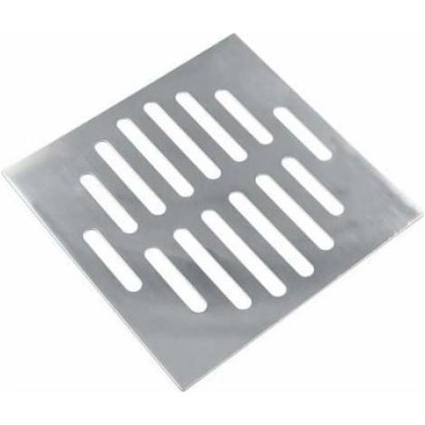 Couvercle de vidange en acier inoxydable, carré, 15 cm, 14 trous, de couleur argentée (1/4)