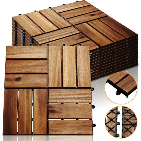 Wolketon Piastrelle in legno di acacia a incastro. 30 x 30 cm. 2 m². per terrazze. giardini e balconi (22 pezzi)