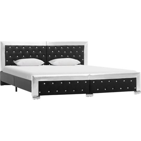 Estructura de cama cuero sintético negro 180x200 cm vidaXL (1/4)