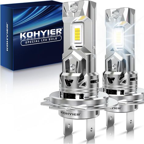 H7 LED Bulb 140W 40000LM 6000K Xenon White 12V H18 H7 LED Mini Size 1:1, Plug and Play, Pack of 2 (1/5)