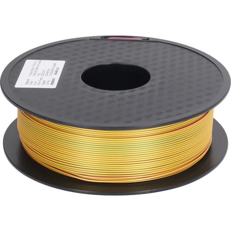 Filament PLA tricolore 1,75 mm, coextrudé, effet soie, consommable pour imprimante 3D, or, vert, rouge violacé (1/5)