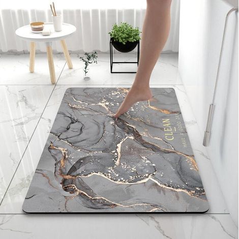 Rutschfeste Badematte, saugfähige Bodenmatte 50 x 80 cm, weiche und bequeme Duschmatte, Kieselgur-Badematte für Badewanne, Küche, Wohnzimmer und Badezimmer, Kalkrauch.