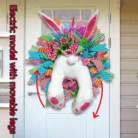 Guirlande De Porte De Pâques - Lapin Électrique À Pattes Mobiles - Décoration Extérieure Pour Jardin Ou Mur - 1 Pièce (1/5)