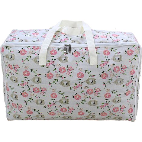 2 Sacs de rangement, Tissu Oxford, Fermeture éclair, Poignées renforcées, Fente étiquette, Pour vêtements et couettes (1/5)