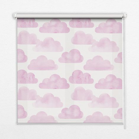 Tenda a Rullo Interna per Finestra - Tenda Filtrante Luce - Tenda Privacy - Tenda Decorativa Rettangolare - Rullo per Interni - (130 cm x 140 cm) - Nuvole rosa (1/5)