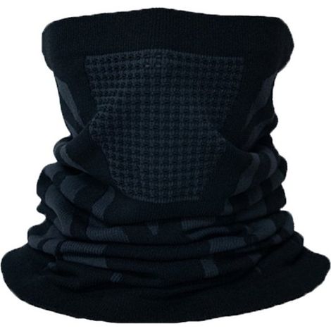 Tour de cou unisexe, élastique, coupe-vent et respirant, idéal pour la moto, la randonnée, le vélo, le ski et la course à pied en hiver. Modèle classique noir et gris. (1/5)