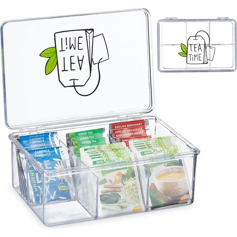 Caja de té transparente con 6 compartimentos. (1/5)