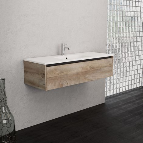 Inda - Mobile bagno 120 cm Rovere naturale con 1 cassetto e (1/5)