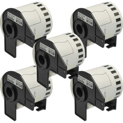 vhbw 5x Label Roll with Holder 62mm x 15.24m compatible with Brother P-Touch QL 1050 N, QL 1050 Label Maker - Self-Adhesive