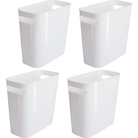 Lot 4 petites poubelles plastique, 5,7 L, blanches, idéales salle de bain, chambre.