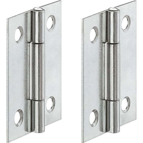 2x charnière acier universelle 40x32mm avec axe goujon riveté meuble bois étagère raccord à visser (1/2)