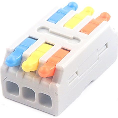 13 x D3-3 Quick Electrical Connector 3 Input 3 Outputs Compact Conductor Wires Connectors, 0.08-2.5 (4.0) mm², 250 V, 32 A, with Control Lever (1/5)