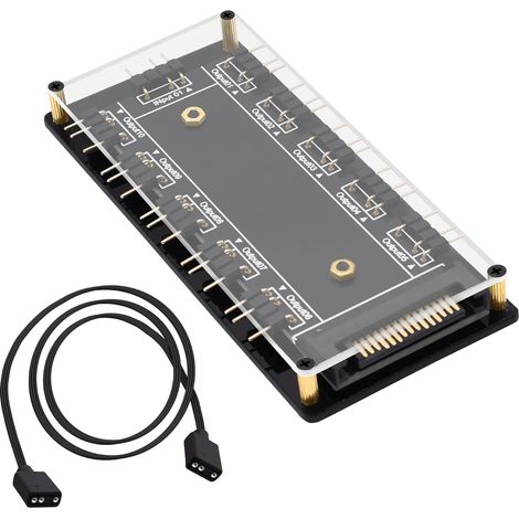 Hub ARGB 5 V 3 broches 1 à 10 voies RGB LED Contrôleur avec alimentation SATA Interface ARGB étendue (1/5)