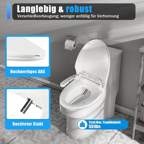 Smart Bidet Toilettensitz mit Beheiztem Sitz mit Edelstahldüse Einstellbare Wasser und Sitztemperatur Einfache Installation IPX4 Wasserschutz (1/5)