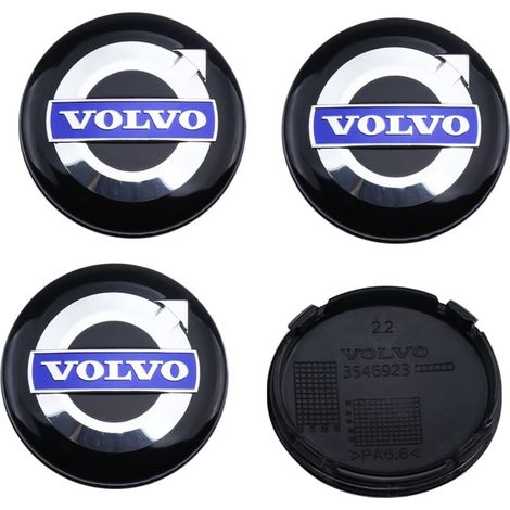 4 cache-moyeux de roue pour Volvo S90 S60 XC60 XC40 XC90 V40 V60 S60 S80, 64 mm/2,48 pouces, cache-moyeu de jante en ABS (bleu)