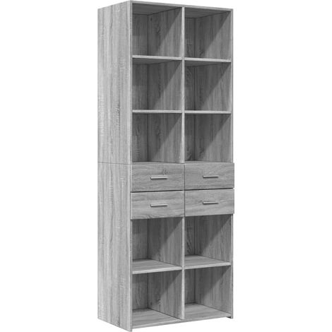 Aparador cómoda cómoda armario mueble organizador cocina salón salón alto Sonoma 70 x 42,5 x 185 cm madera contrachapada gris 020035631 (1/5)
