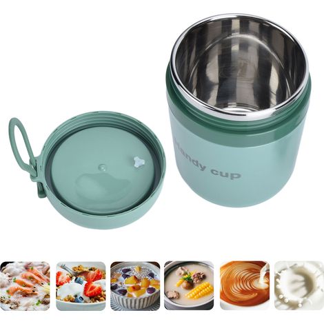 Tasse à soupe pour enfants en acier inoxydable 304, idéale pour le petit-déjeuner des écoliers, pot à porridge chauffant, soupe isotherme hermétique pour les employés de bureau, vert nordique (1/5)