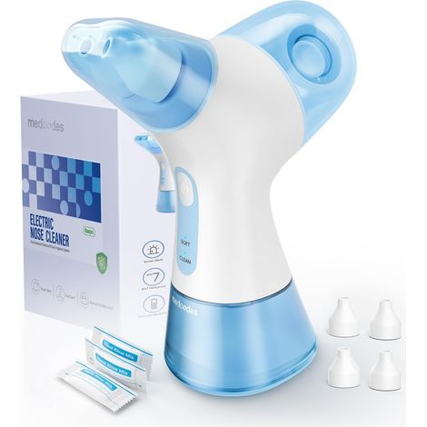 Système de Lavage Nasal Amélioré à Double Alimentation, Rince-Nasal Électrique, Soulagement des Sinus, Kit avec 30 Sachets de Solution Saline (Large) (1/5)