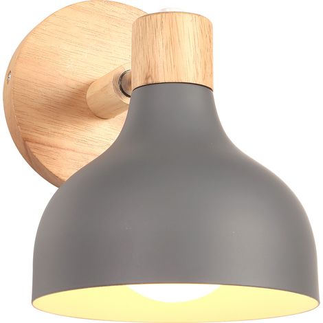 Apliques Retro Interior Lámpara De Pared Ajustable De Madera Metal E27 Lámpara De Pared Vintage Para Salón Dormitorio Baño (Gris)