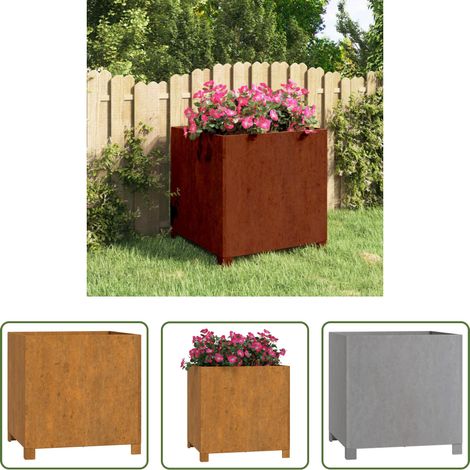Acier corten - Jardinière avec pieds Rouillé 50x50x50 cm Acier corten (1/5)