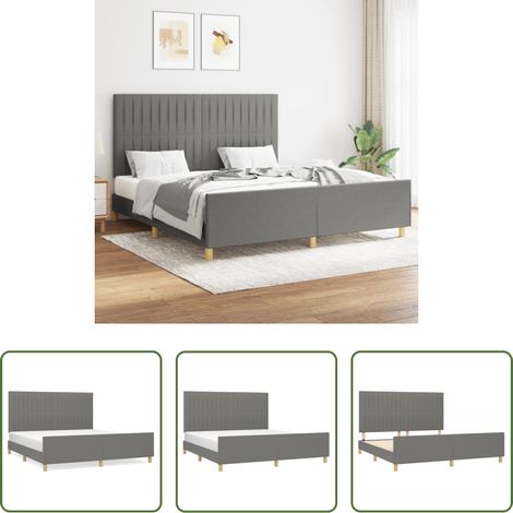 Kopfteil - Bettgestell ohne Matratze Dunkelgrau 160x200 cm Stoff (1/5)