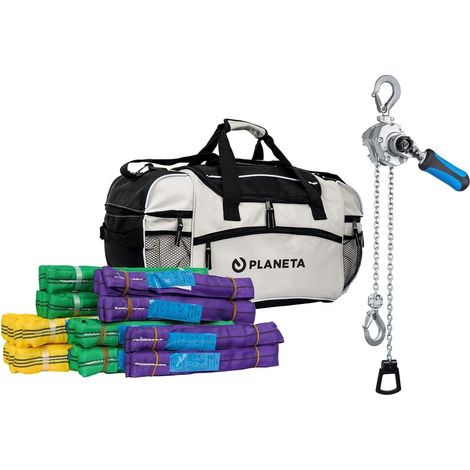 Kit d'élingues rondes avec palan mini dans un sac de sport