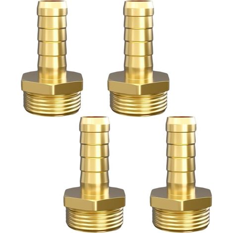 Réducteurs 1/4 à 3/8 Pouce en Laiton, Rallonge de Réduction avec Hexagone, Filetage Extérieur x Intérieur, pour la Conversion Tuyauterie(Lot 4) Ag X Barb 1/2" (1/5)