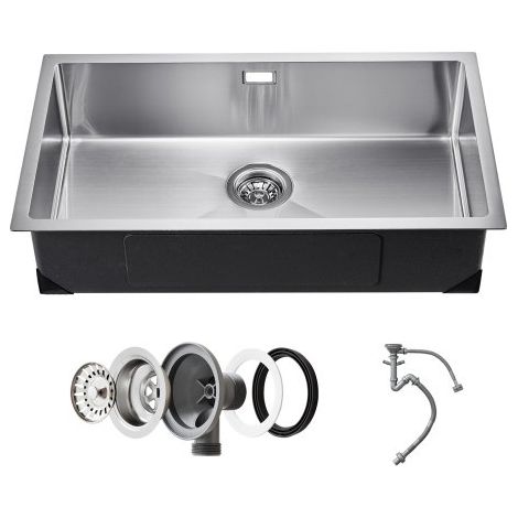 Évier de cuisine - 76 cm - évier sous plan en acier inox 304 (1/5)