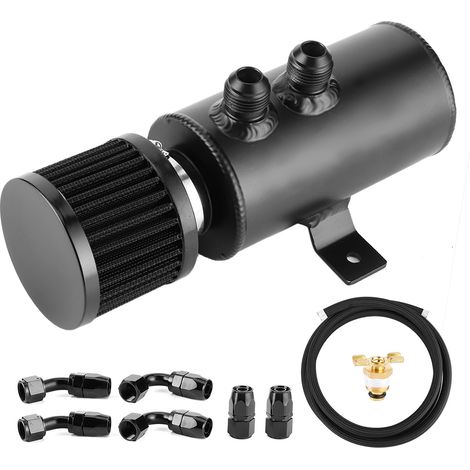 0.75L AN10 Pot de Décantation d'Huile Réservoir de Reniflard avec Tuyau de 3 Mètres et Raccords Kit Pièces Universelles de Modification Automobile (1/5)