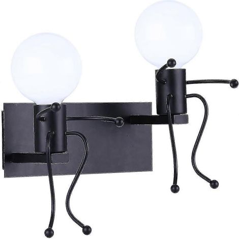 Kreative Retro-Wandleuchte, Vintage-Wandleuchte, Industrie-Wandleuchte aus Eisen, Art-déco-Fassung, E27, Schwarz (2 Stück) (1/3)