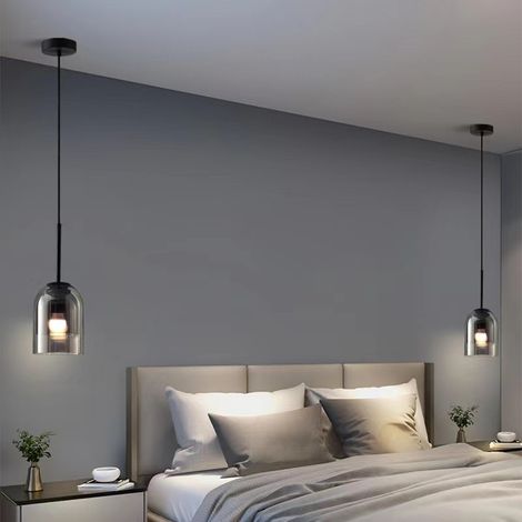 Suspension en verre fumé, design moderne et créatif – Luminaire décoratif idéal pour café, restaurant, chambre à coucher et chevet